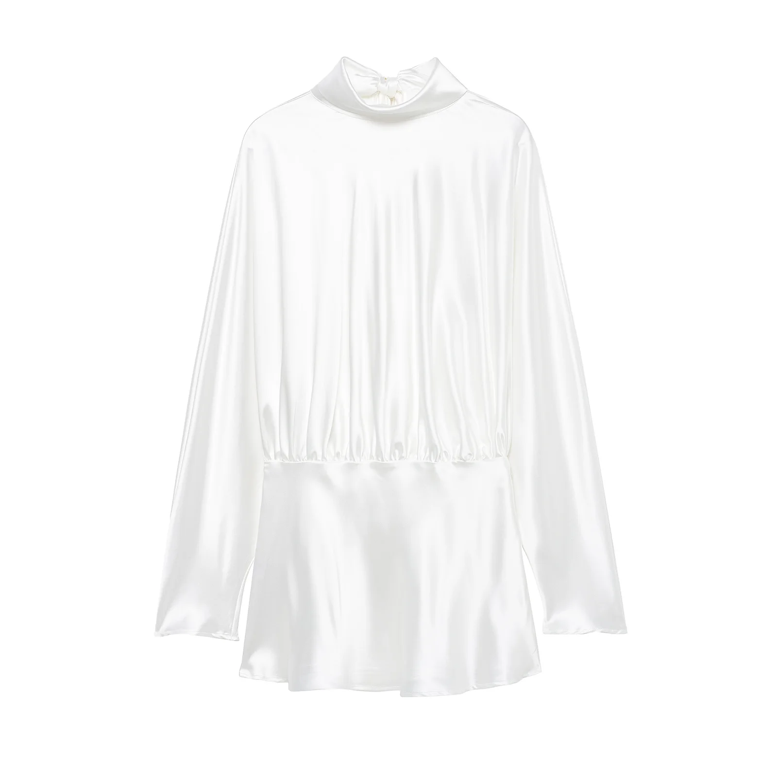 

Topenomi, простое однотонное платье с длинными рукавами, женское короткое платье с воротником-стойкой на шнуровке и складками, корейское шикарное модное вечернее платье, Vestidos