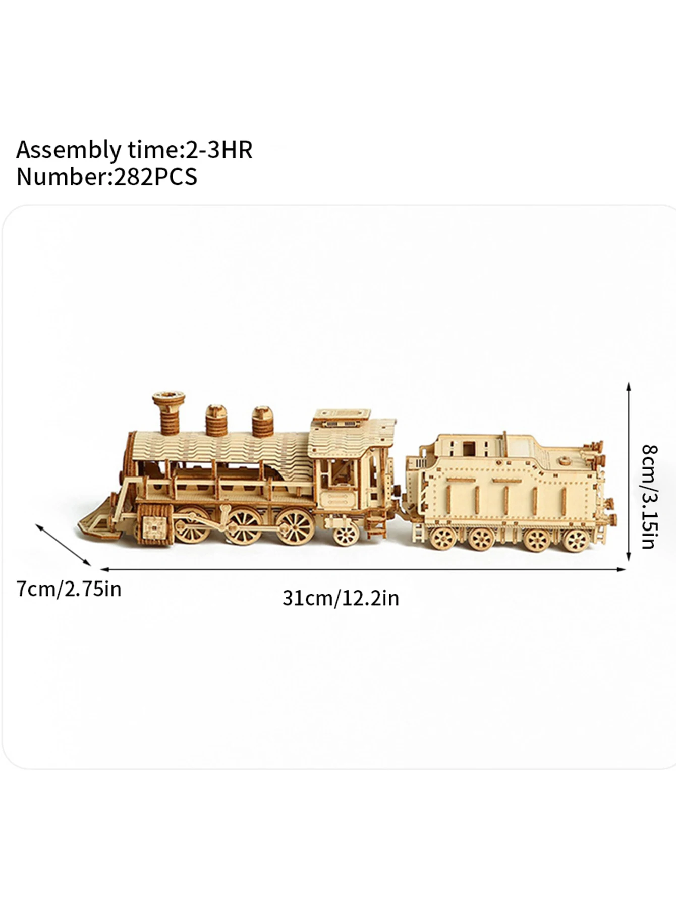 3D Wooden Puzzle Mechanical Train Model Kits Brain Teaser Vehicle Building Unique Gift for Kids on Birthday Christm