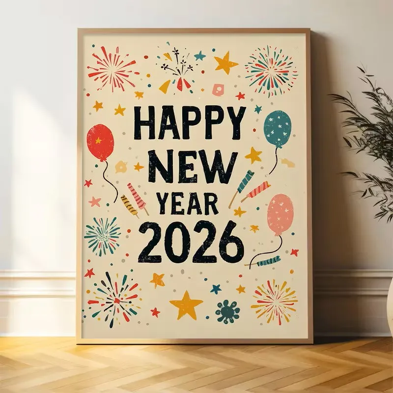 

2026 New Year-themed Canvas Poster Wall New Year's Eve Party Decoration Home Decor Living Rooms Dining Rooms Celebration Venues