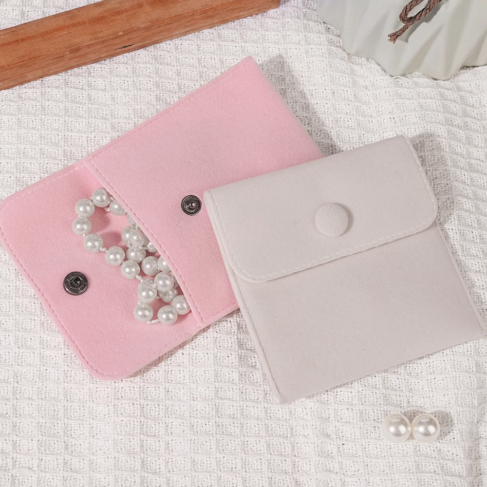 jewelry packaging Thick Snap Button Jewelry Velvet Bag,Jewelry Necklace Bracelet Earrings Storage Thick Double-Sided Storage Bag