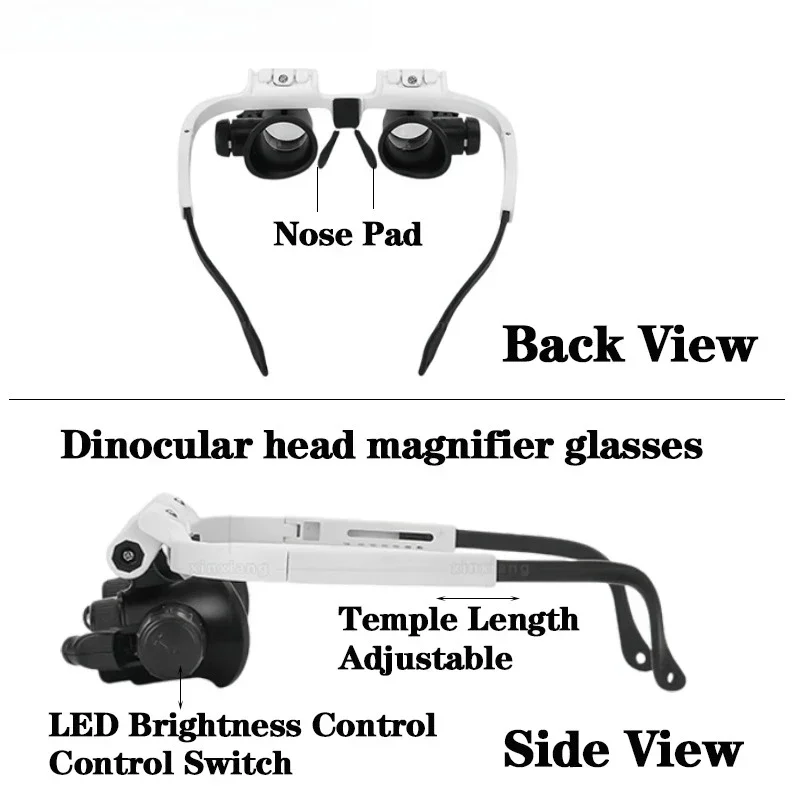 NEW LED 8X/15X/23X Watch Jeweler Repair Magnifier Head-Mounted Headband Adjustable Magnifying Head Eye Glasses Loupe Lens