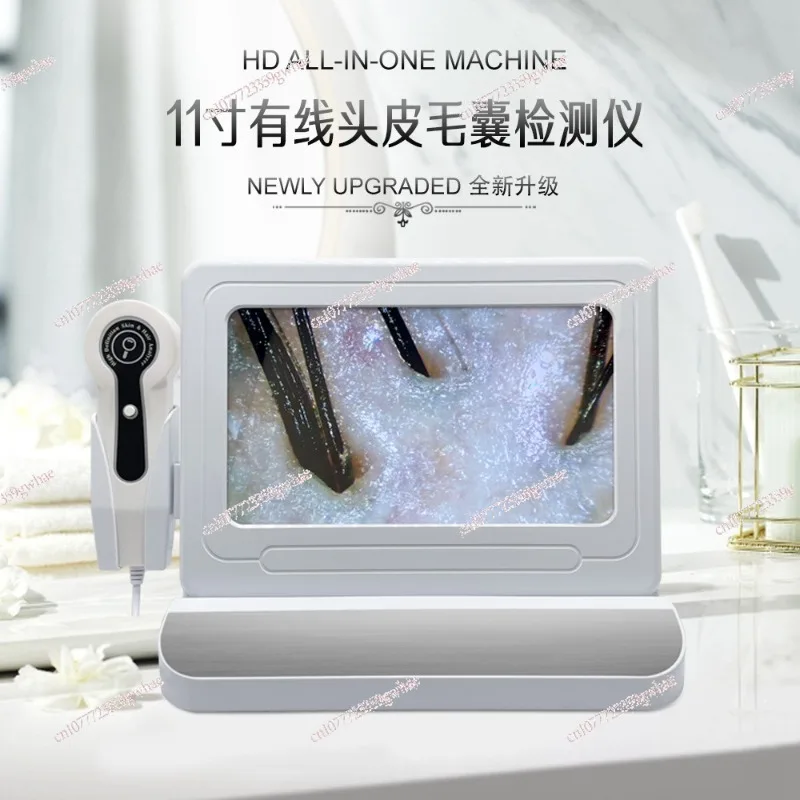 Scalp detector, hair follicle analyzer, scalp physiotherapy detector