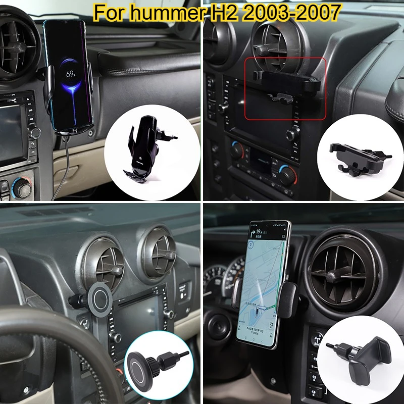 

Phone Holder For Hummer H2 2003-2007 Aluminum alloy Black Car Air Vent Mobile Phone Holder Car Phone Holder Car Accessories