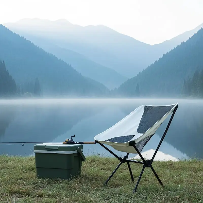 Kompakter, zusammenklappbarer Strandstuhl mit Tragetasche, leichter Campingstuhl für Outdoor-Aktivitäten wie Angeln, Wandern, Picknicken und Trekking. – Detail 6