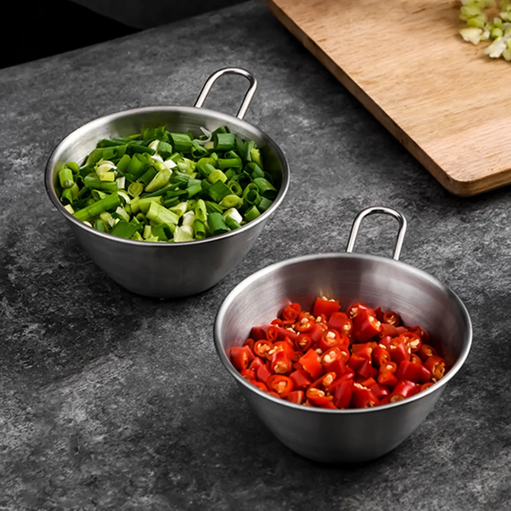 

Egg Beating Pot With Handle Stainless Steel Drainer Basket Colander For Kitchen Rice Draining Washing Fruits Vegetables Fine