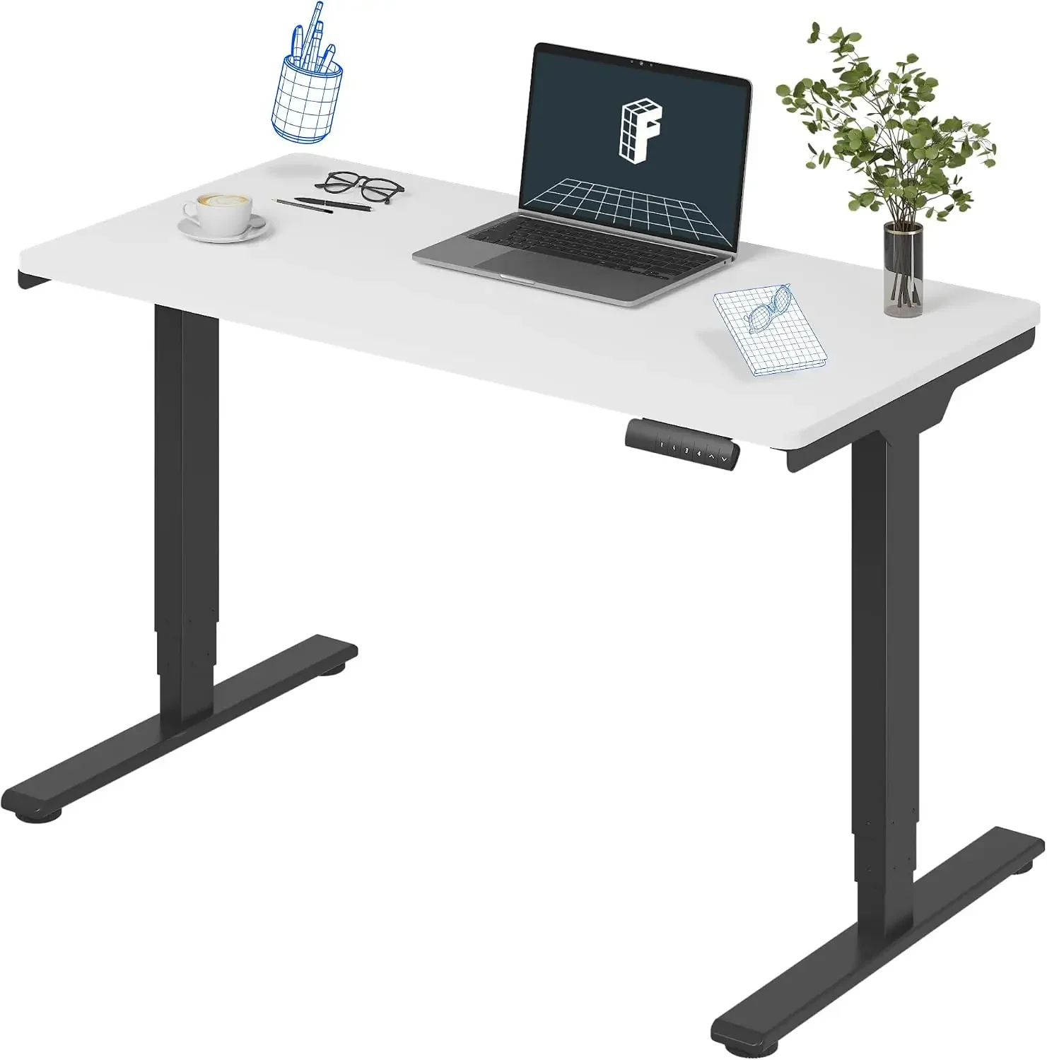 E6 3-Stage Dual Motor Electric Standing Desk 48 x 24 Sit Stand Up Desk, Holds 220 lbs, Adjustable Height w/Memory Presets