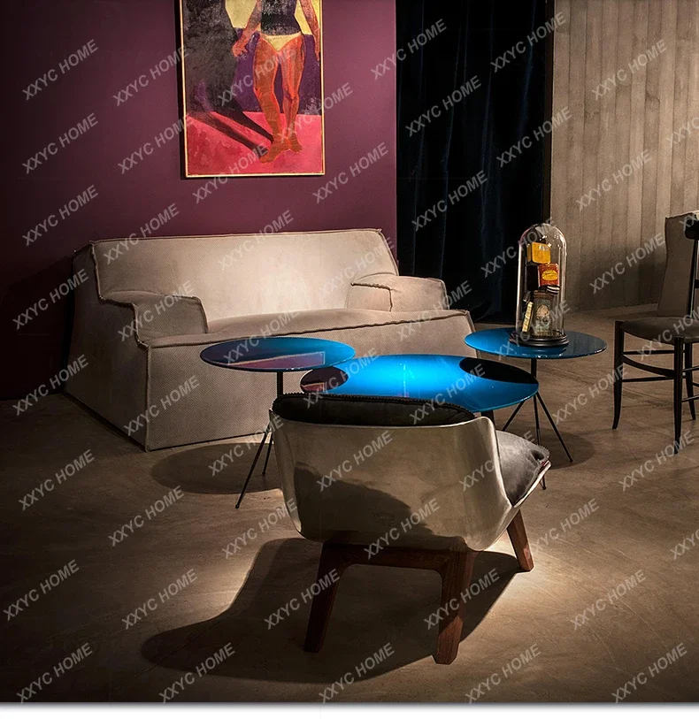 

Ваби-**** ветер, итальянский минималистичный ленивый диван, маленькая квартира, гостиная, замшевая ткань, современный одноместный диван принцессы для отдыха