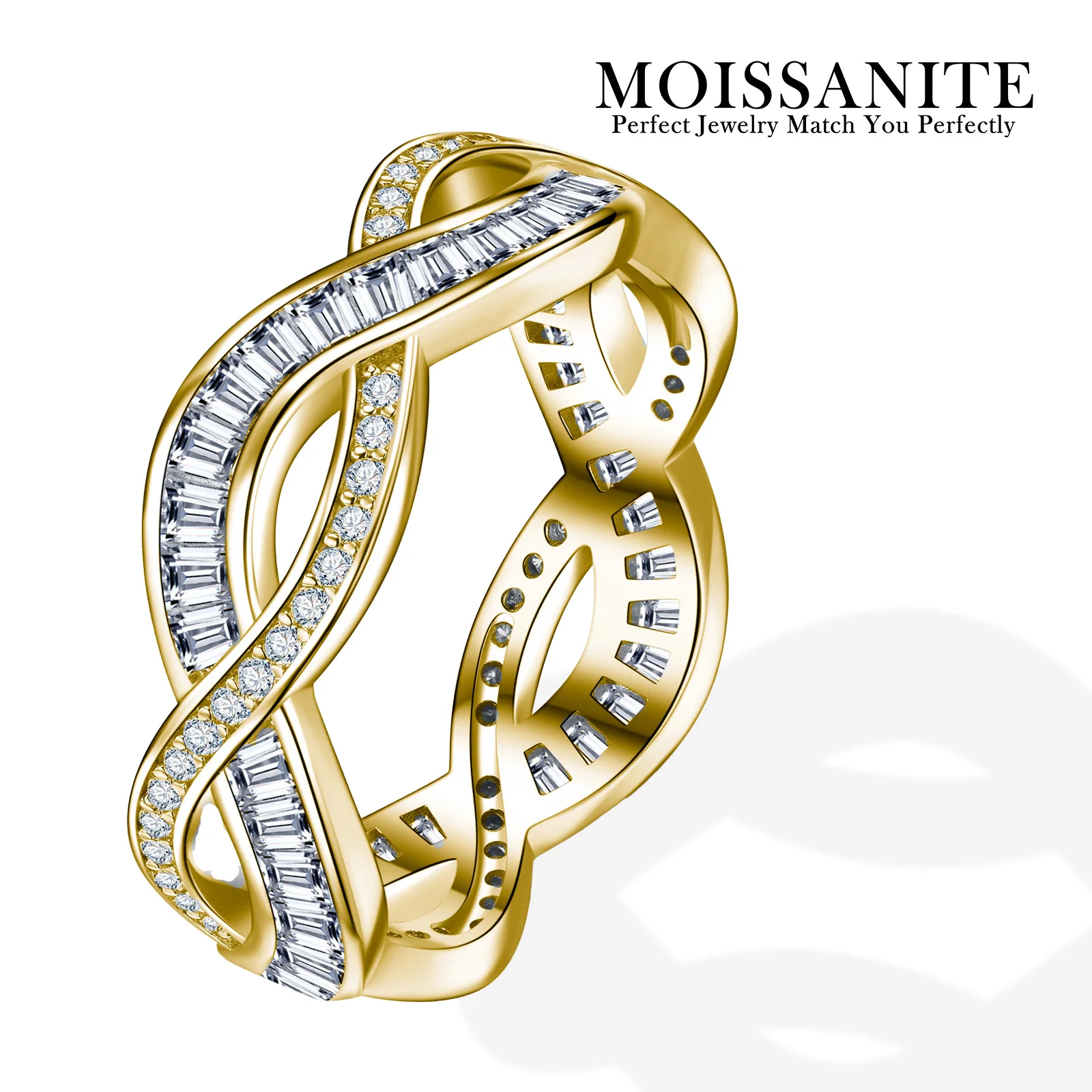 

2.17ctw S925 Silver Moissanite Braided Ring for Women Twisted Interwoven Design Statement Ring Luxury Engagement Wedding Jewelry