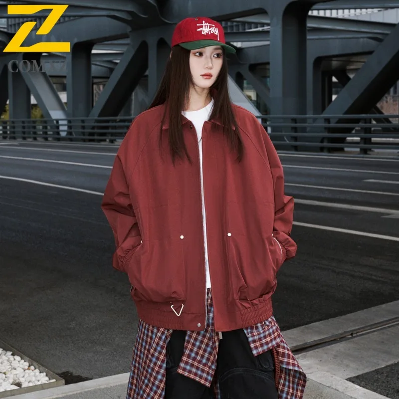 

COMXZ 2025 Men Jacket Spring Autumn Outdoor Workwear Two Way Notch Collar Sport Casual Coat Fashion Trendy Streetwear