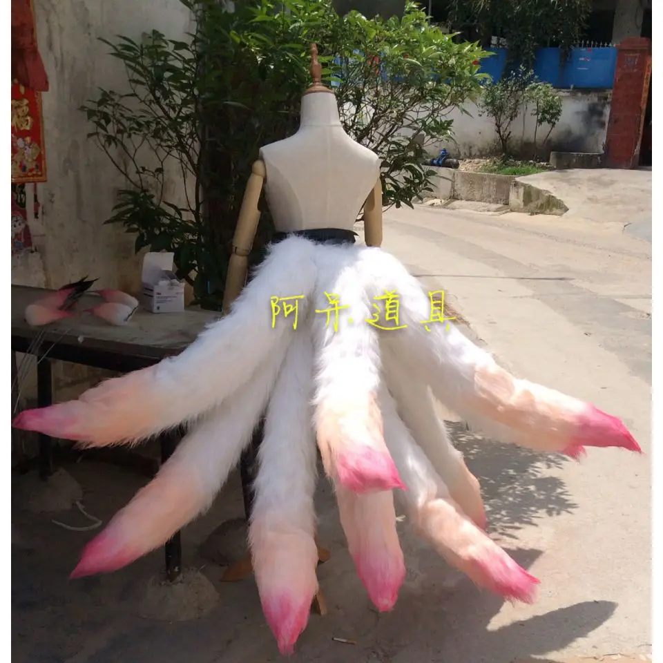 Miracle Warm Heart Moon Fox Tail Nine Tailed Fox Tail COS Plush Prop Halloween Cosplay Ahri Fox Tail