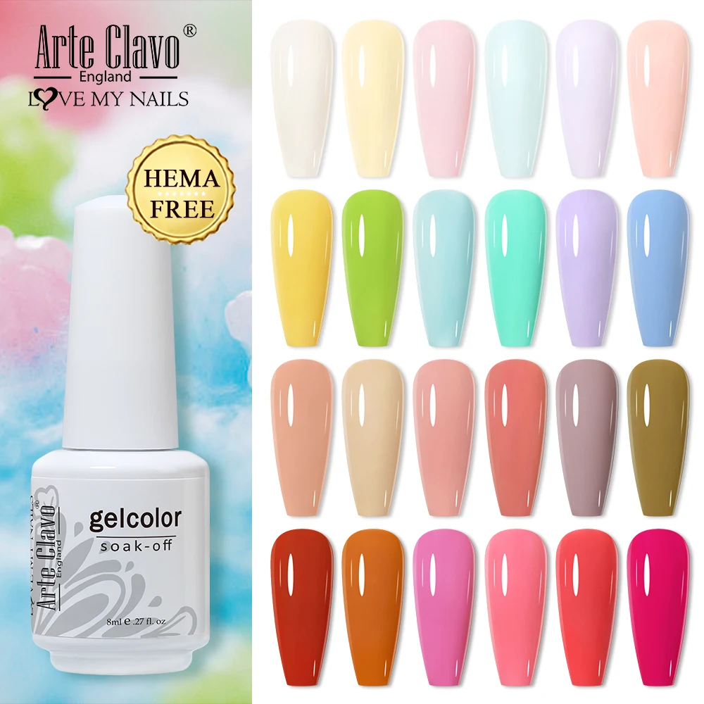 Arte Clavo Hema Free Nagel-Gel-Nagellack, 8 ml, Soak Off UV-LED-Gel-Lack, vollständige Abdeckung, super Textur, wunderschöner Nagel-Maniküre-Lack