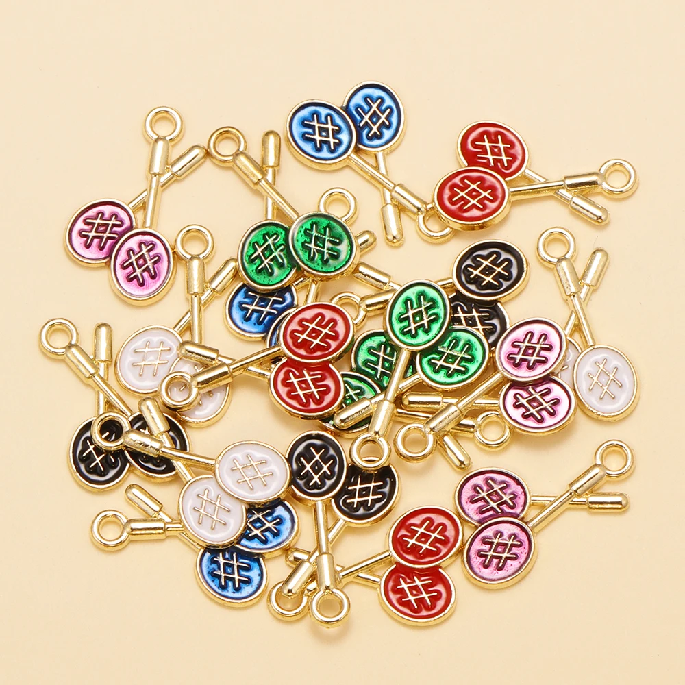 10Pcs Lovely Enamel Badminton Racket Small Charms for Jewelry Making DIY Accessories Sports Pendant Earrings Bracelet Jewelry