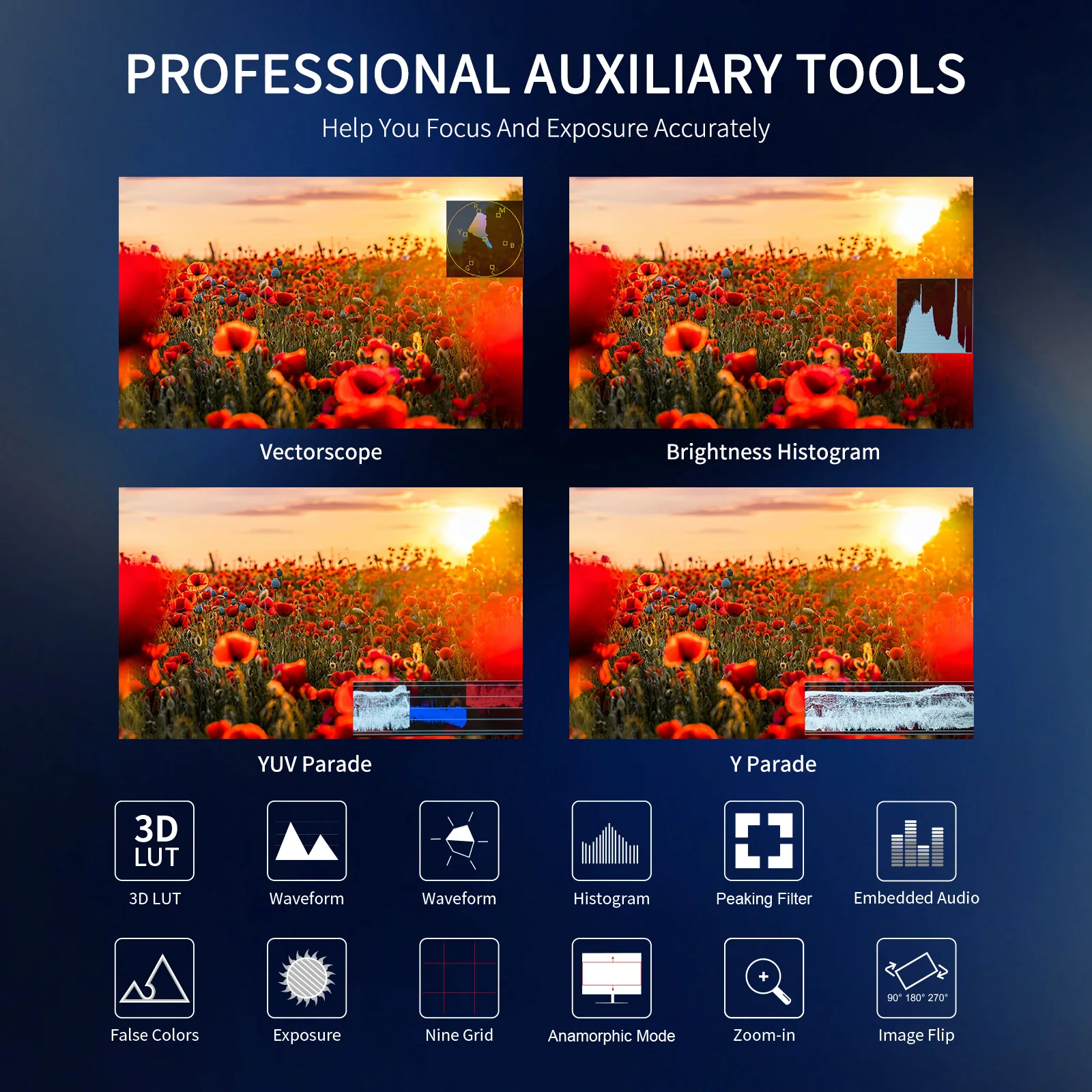 Feelworld FW703 7 بوصة IPS 3G SDI 4K HDMI كاميرا مراقبة ميدانية كامل HD 1920x1200 موجة ثلاثية الأبعاد LUTs لتجميع كاميرات التثبيت