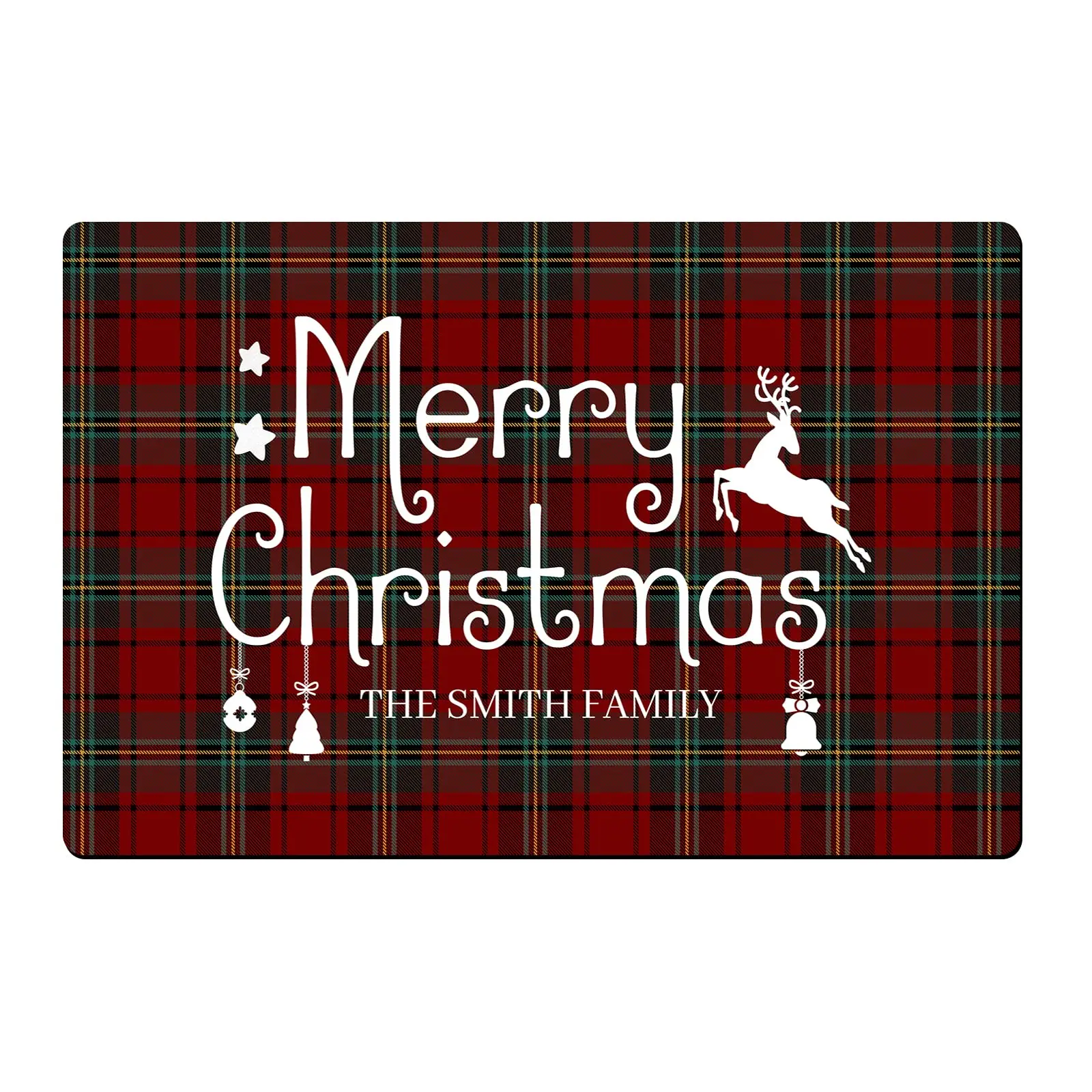 

Personalized Christmas Doormat Custom Family Name Christmas Welcome Rug Non Slip Christmas Footmat for Front Door Indoor Outdoor