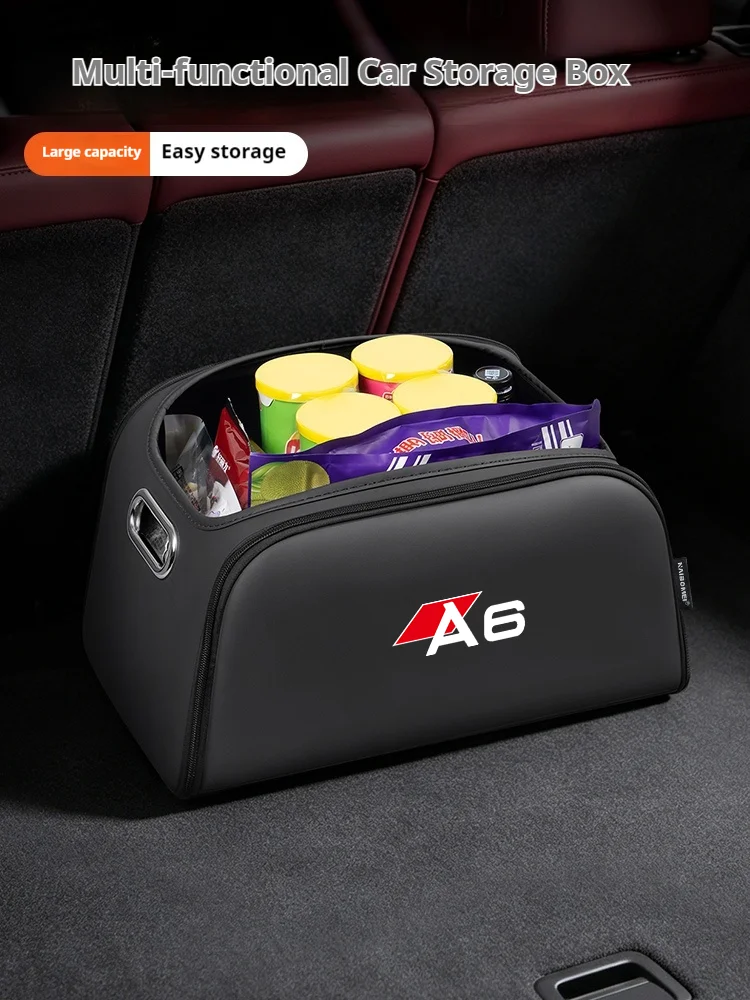 Kofferraum-Organizer Box Aufbewahrungstasche mit Integrierter Tasche aus Leder Wasserdicht für Audi A6 Auto-Innenausstattung