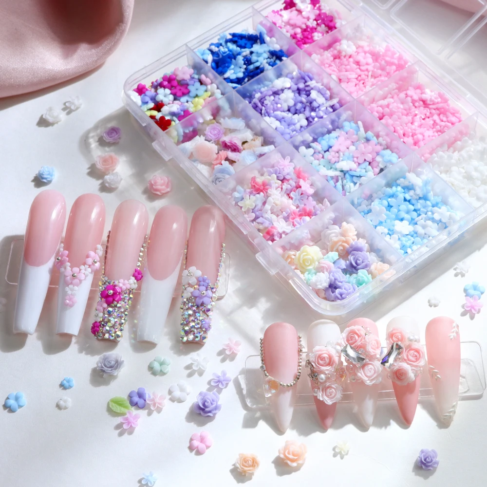 

Mixed Acrylic Flower 3D Nail Art Accessories Multicolor Mini Florets Resin Rose Flower DIY Manicure Decor Nail Jewelry Supplies