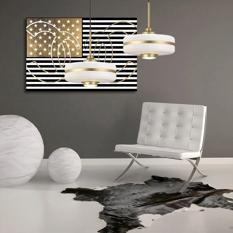 

Nordic Gold Wrought Iron LED Hanging Lamps Rotundity White Glass Chandelier Kitchen Living Room Restaurant Bedroom Pendant Light