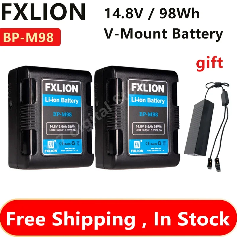 FXLION BP-M98 14.8V / 98Wh V-Mount Battery with Type-C, D-tap, USB A, Micro USB for Cameras, Camcorders, Light