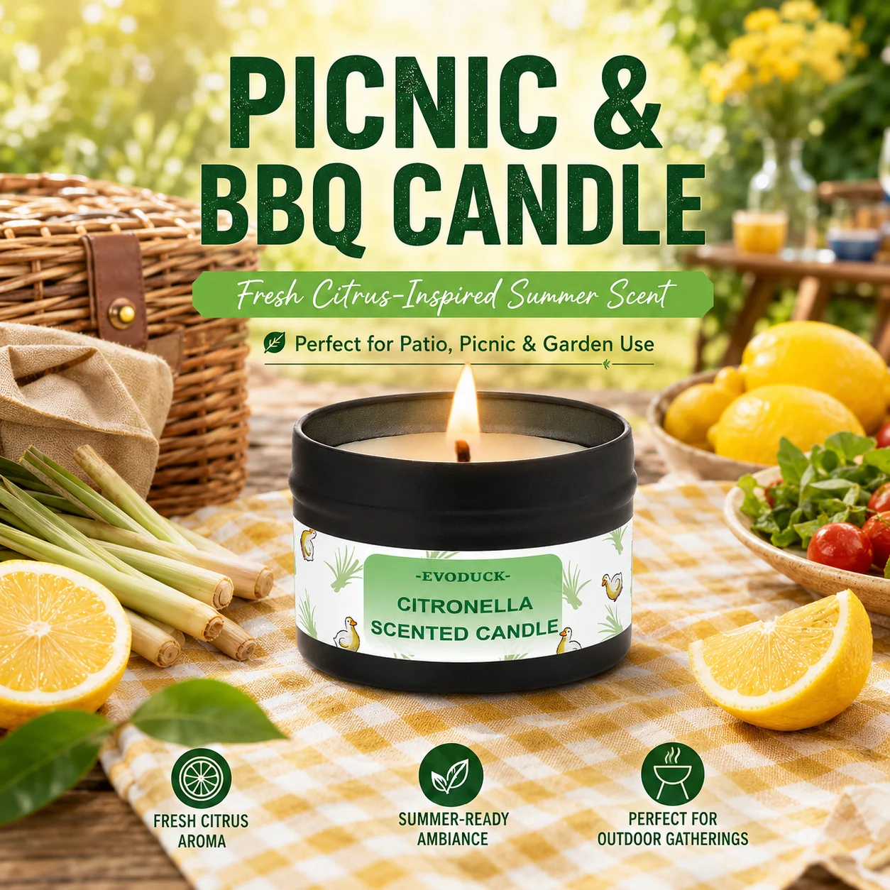 Bougie à la citronnelle pour l'extérieur, bougie parfumée à la citronnelle fraîche pour la cour, le patio, le jardin, le barbecue, le pique-nique, le camping, la fête d'été, la décoration de la maison