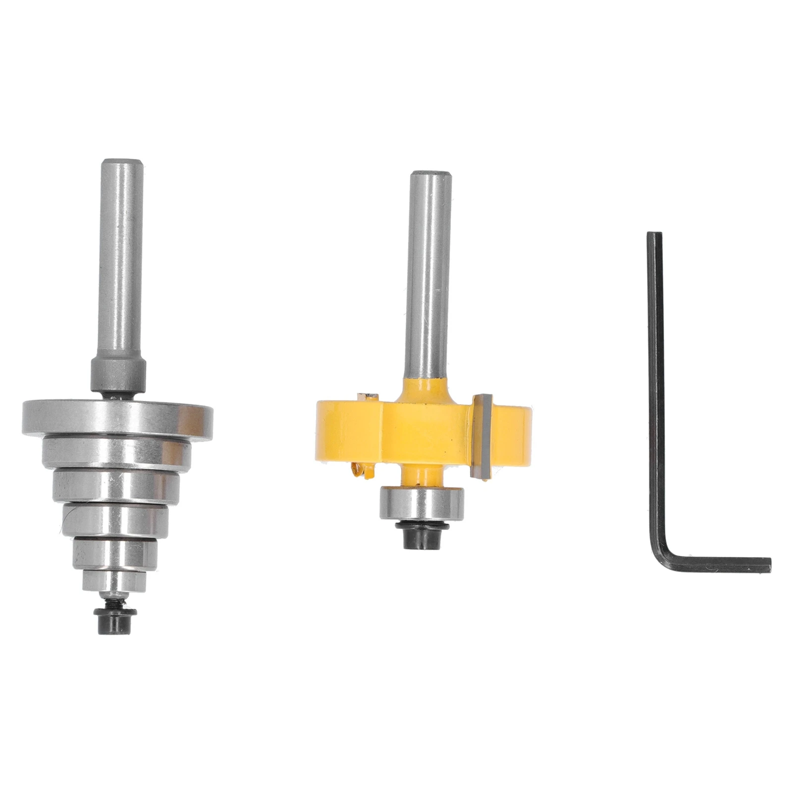 Rabbet Router Bit Set 1/4in Shank with 6 Bearings 3/8in 1/2in 5/8in 3/4in 7/8in 1‑1/8in