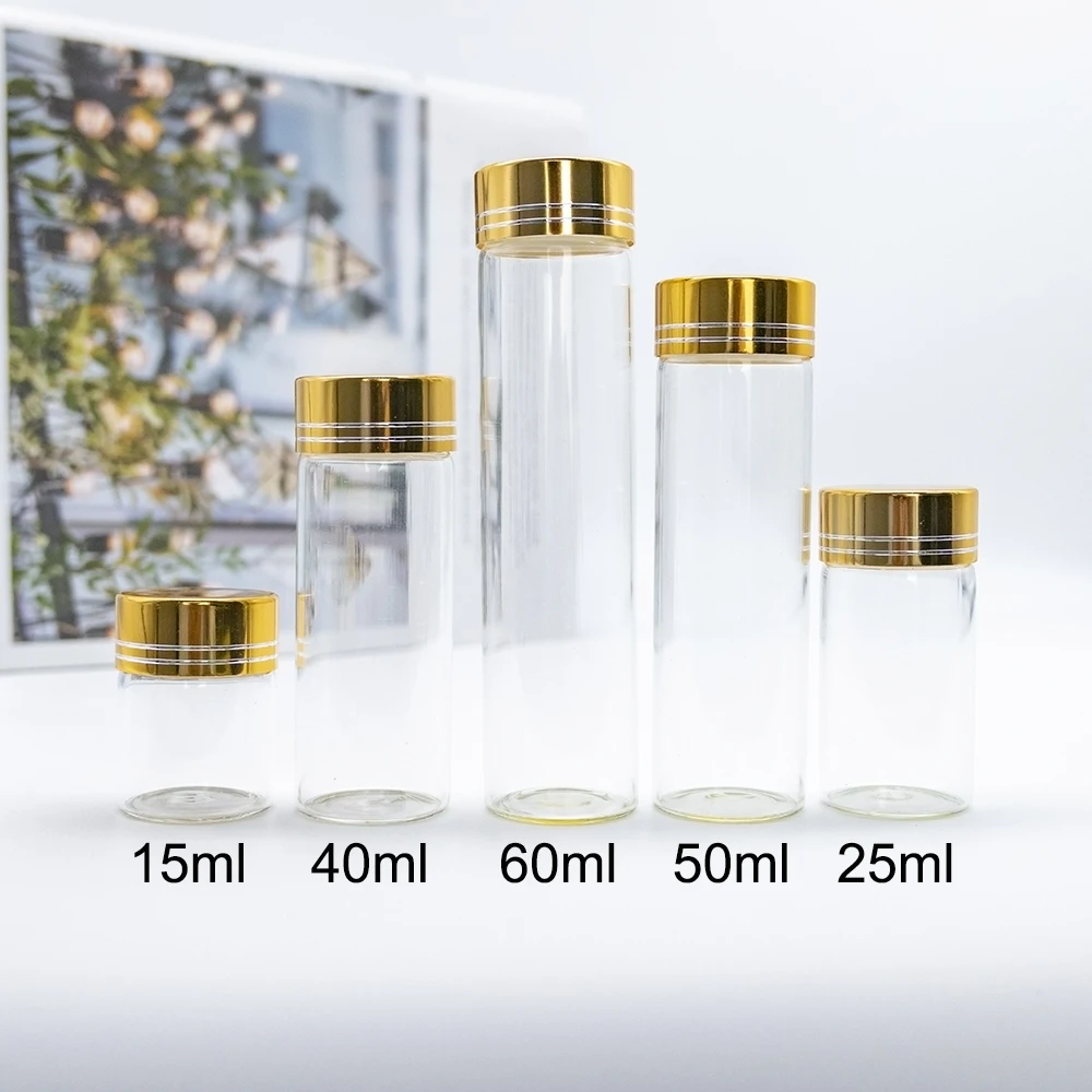 15ml to 60ml Reusable Crafts Glass Jars Carnival Gifts Decorative Transparent Vials Party Present Packing Bottles 12Pcs