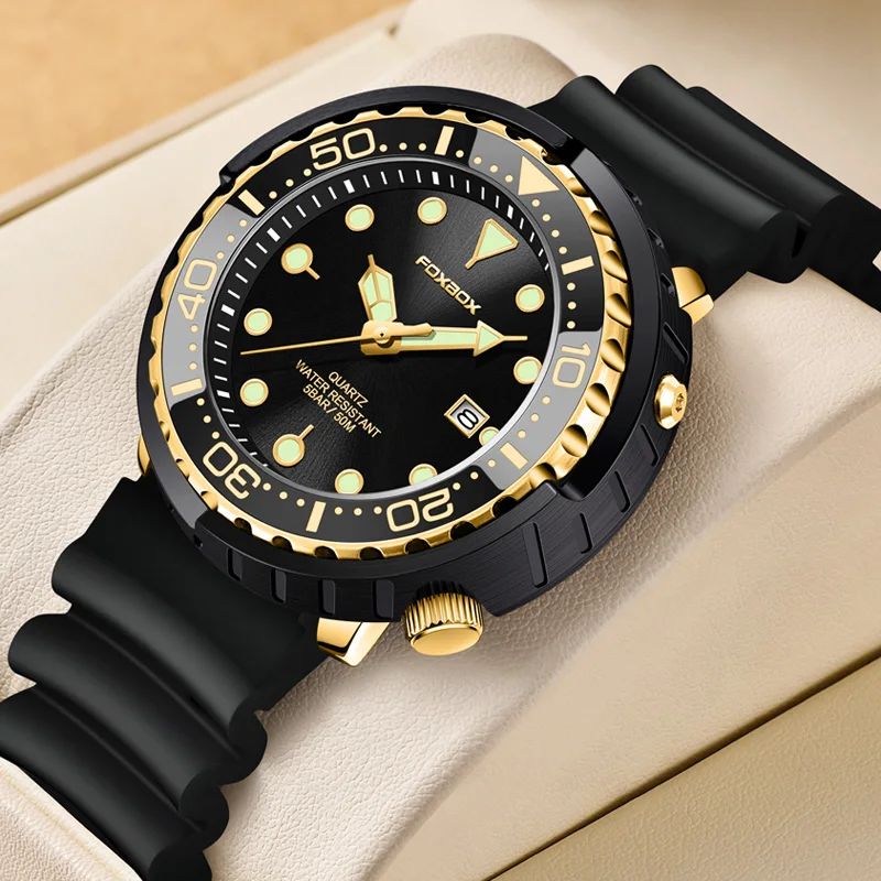 New Watch For Men Fashion Silicone Belt Chronograph Sport Wristwatch 50M Waterproof Luminous Dive Male Clocks Relogio Masculino