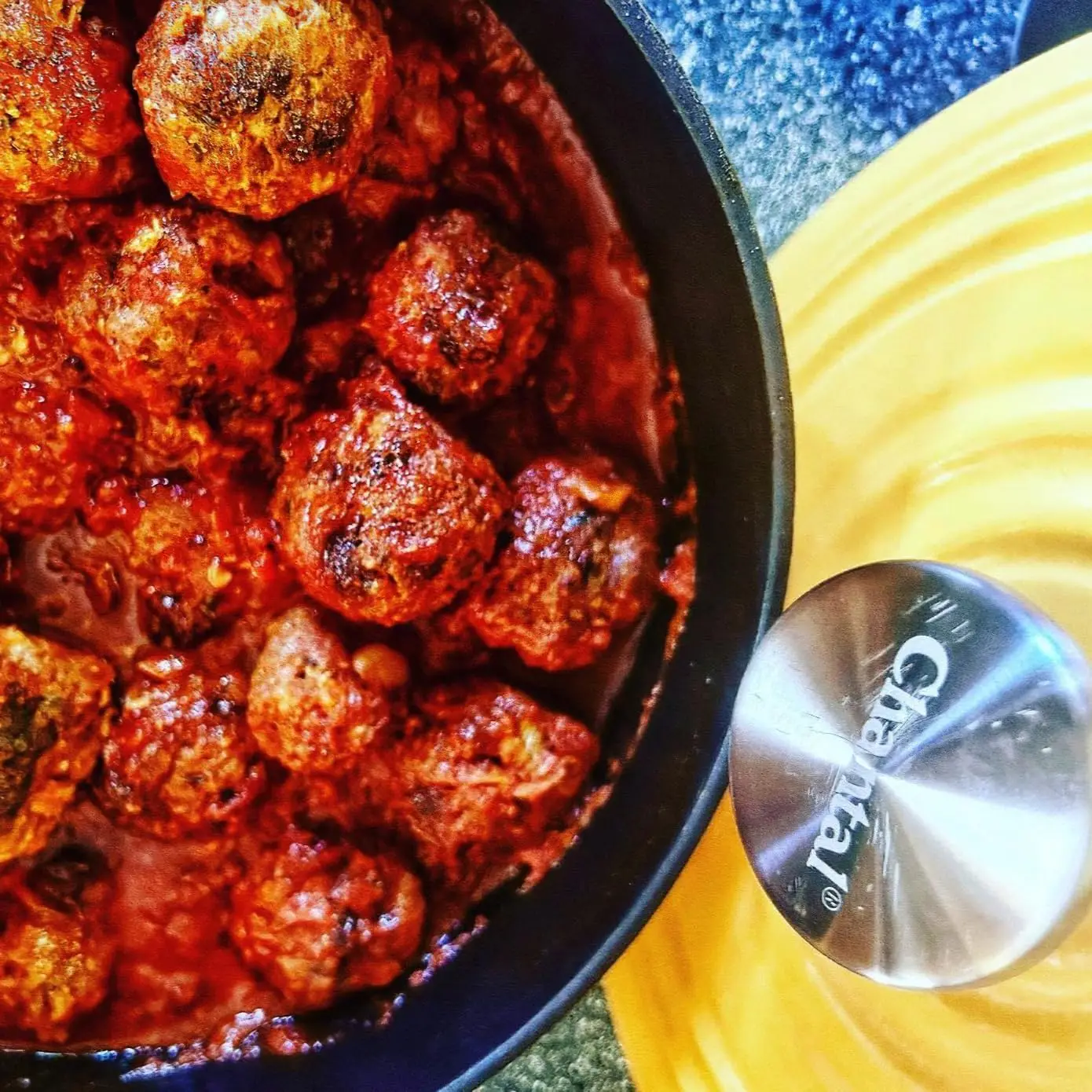 أواني طهي من الحديد الزهر المطلي بالمينا، طقم مكون من 3 قطع، أزرق كوبالت