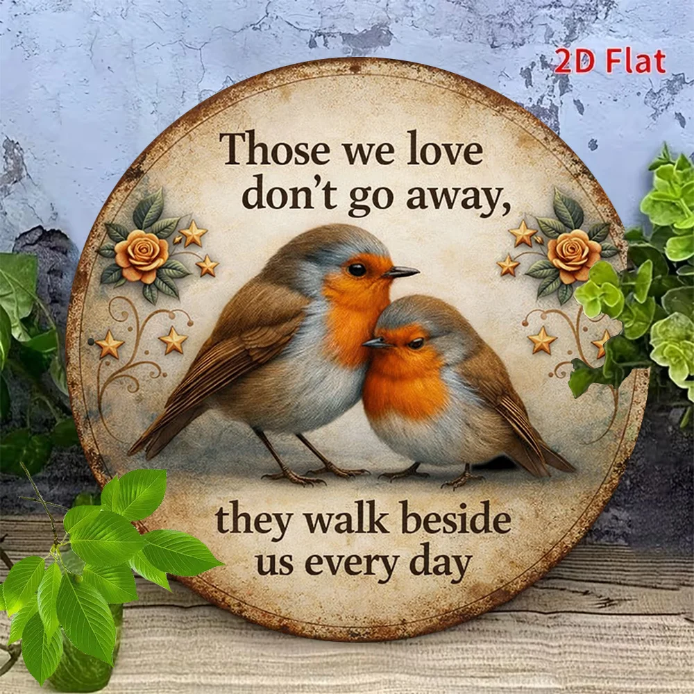 2D Flat, 1pc 2D Flat Round Wooden Sign, 