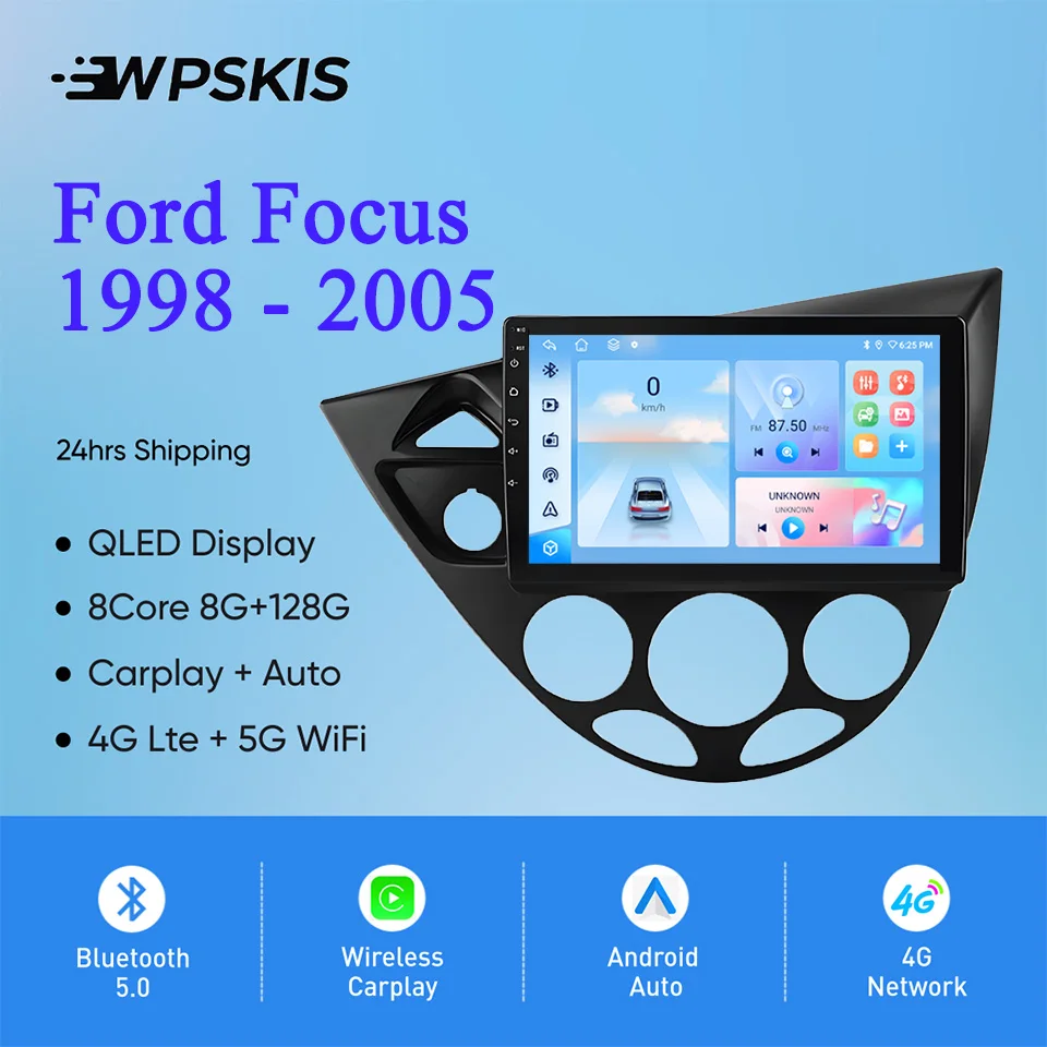 Android 14 8G Ram 128G Car Radio GPS Navi HU For Ford Focus 1998 2000 2002 2004 2005 Auto Music Video DVD Cassette 4G Sim WiFi