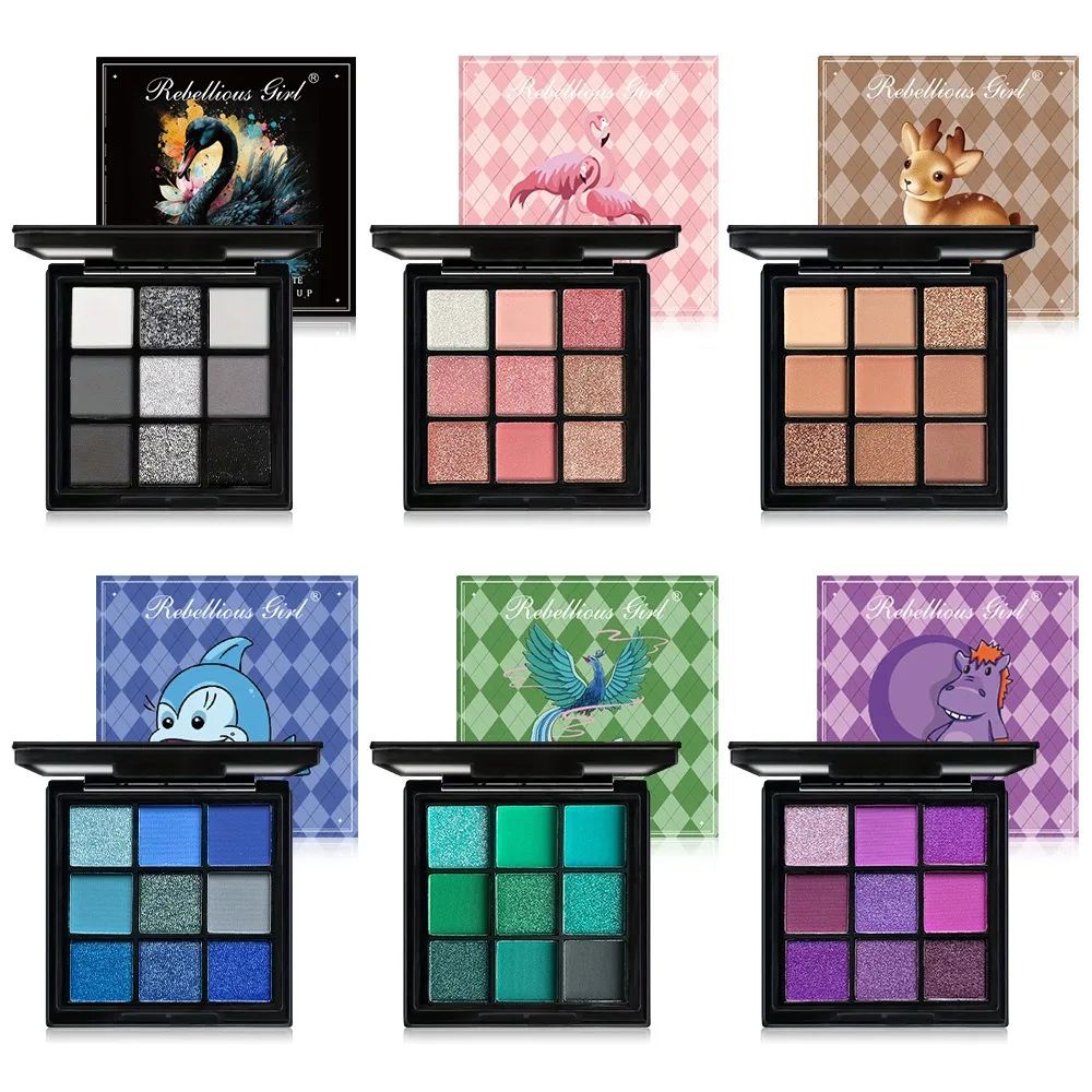 9-Grid Eyeshadow Set Light To Deep Glitter Deer Eyeshadow Palette Waterproof Long Lasting Eyeshadow Tray Eye Makeup