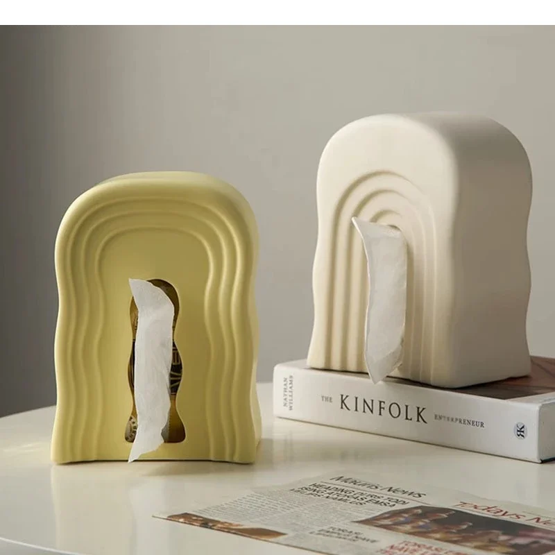Wave Arched Ceramic Tissue Box Household Tea Table Napkin Paper Removable Home Decoration Accessories