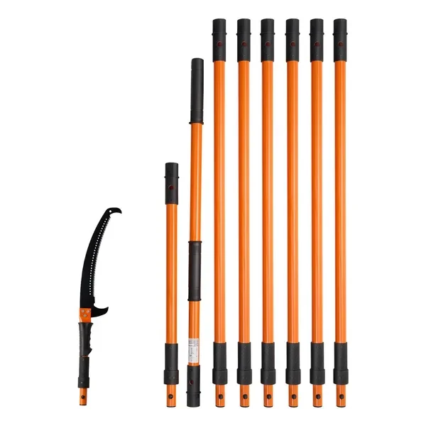 

Manual Pole Saw, 4.46-26.4 ft Extendable Tree Pruner, Sharp 65Mn Steel Blade, Lightweight Fiberglass Handle Pole, Two Double