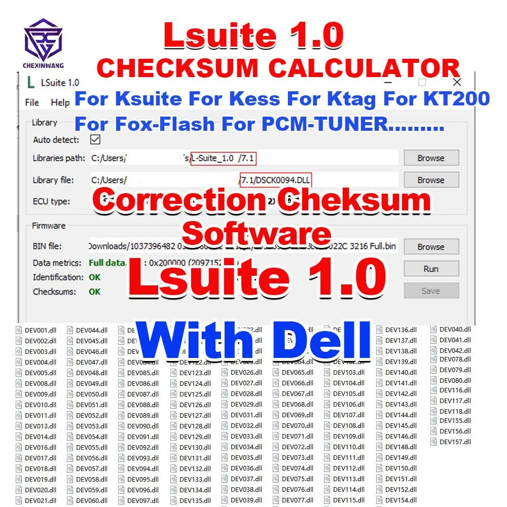 

LSuite 1.0 Checksum Calculator Tool L-suite Correction Cheksum Dell For Ksuite Kess Ktag For KT200 For Fox-Flash ECU Programmer