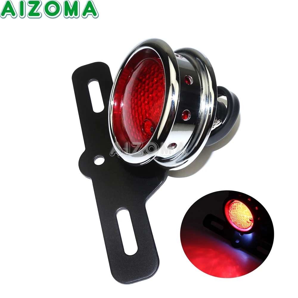 Retro Motorcycles Custom License Plate Taillight 12v LED Brake Taillamp For Harley Yamaha Honda XS650 Cafe Racer Universal Light