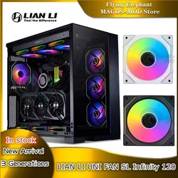 LIAN LI UNI FAN SL Infinity 120 Зеркальный вентилятор Daisy-Chain ARGB Вентилятор PWM L-Connect Gen.3 Вентилятор 12 см UF-SLIN120 Переднее лопасть, 1 или 3 упаковки