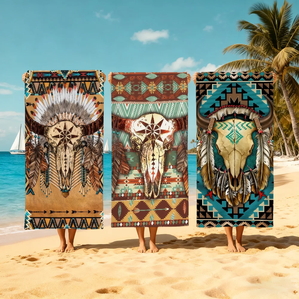A Sheep Head Totem Towel Large Quick-Drying Microfiber Soft Beach Towel for Travel Fitness Sauna Bathing Camping