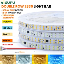 SMD2835 LED Strip Adhesive Light Tape AC220/240V 120/240Leds/m Flexible LED Tape Ribbon Stripe Project Lighting 5/10/20/50m Roll