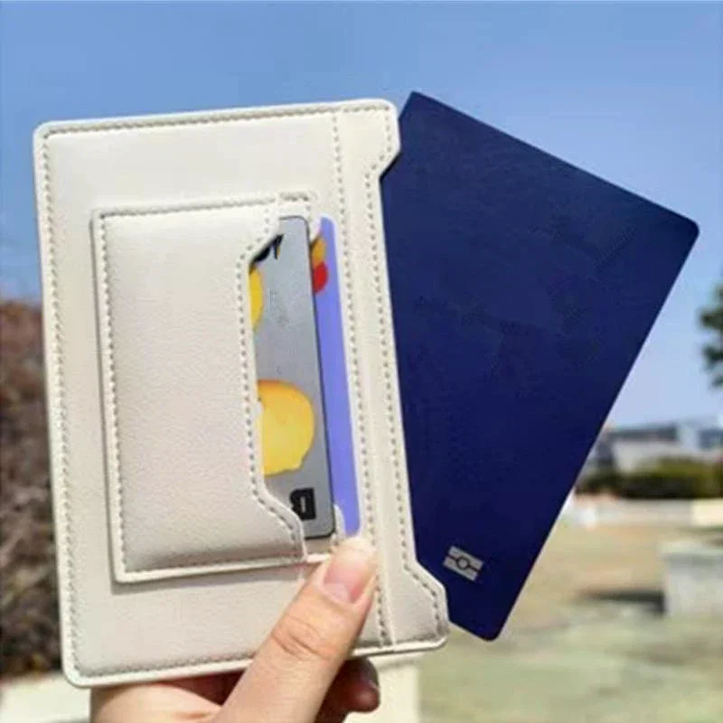 Simple Solid Color Passport Cover Multifunctional PU Leather Card Holder Passport Clip Airplane Check-in Ticket Folder Travel