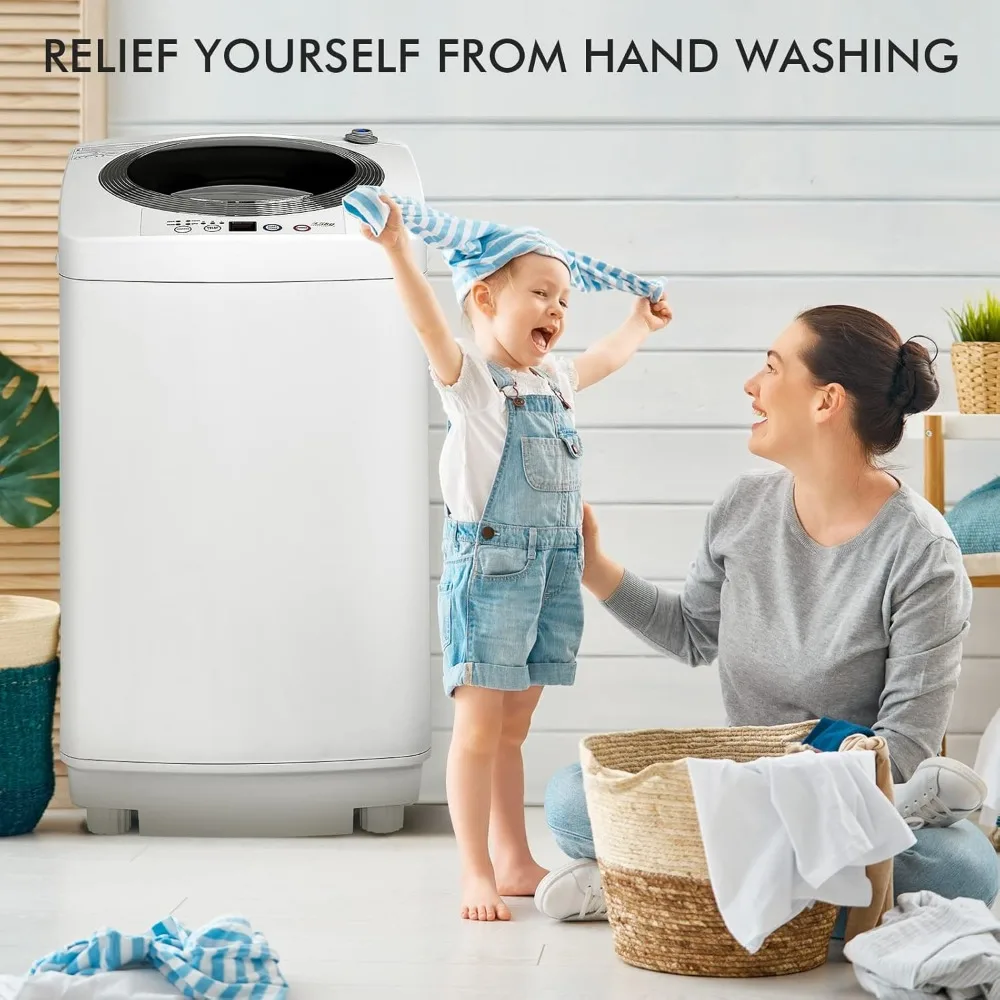 Full-automatic Washer, 8Lbs Washer And Dryer Combo Home, 6 Wash Programs 3 Water Levels & LED Display, Portable Laundry Washer