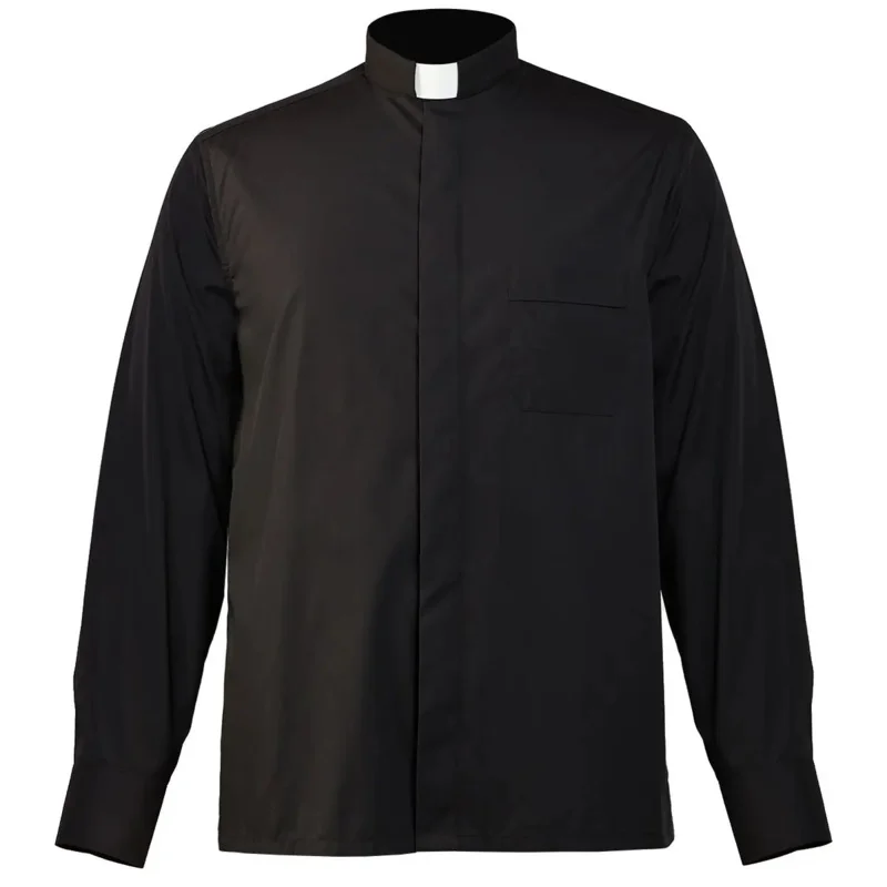 Priest Shirts Men Catholic Church Chemises Bishop Clergy Stand-up Tab Collar Minister Preacher Pastor Roman Blouses Tops GS167