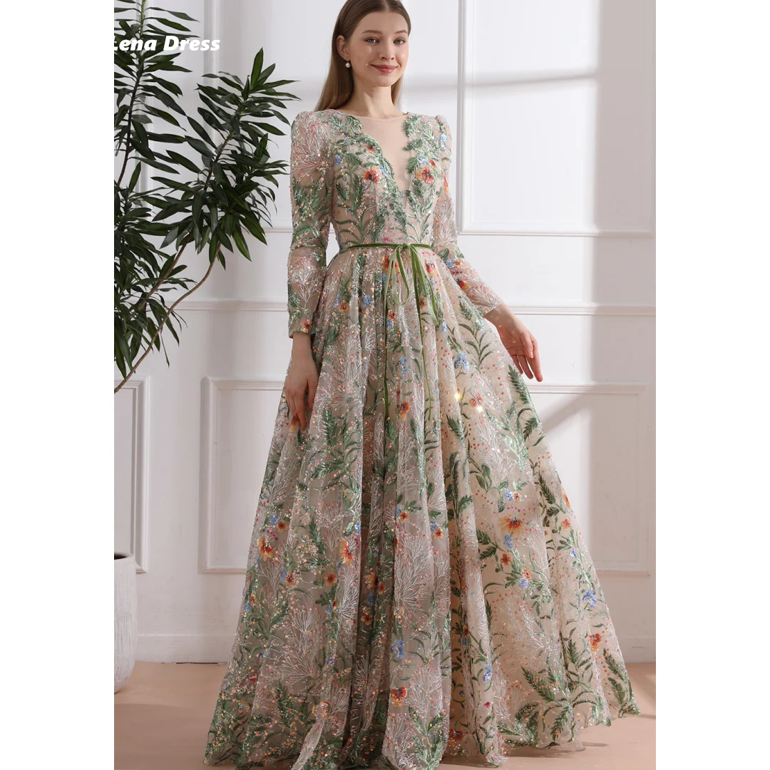 Lena Gala Dress Women Elegant Party Long Sleeves Evening Dresses Woman Elegant Luxury Evening Dress 2024 Line A Round Neck Prom