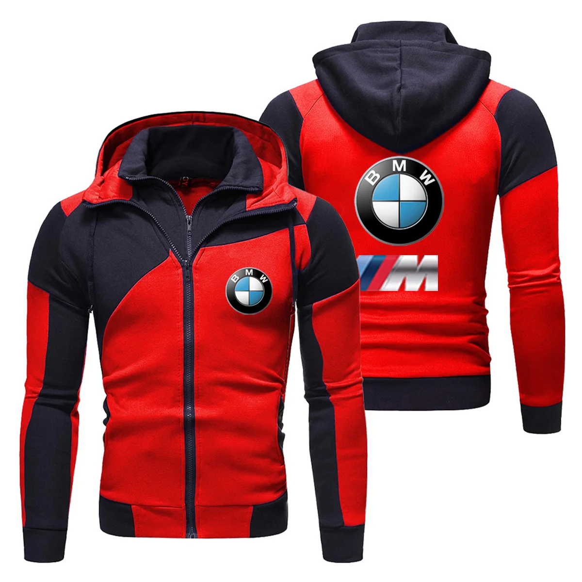 2025 New Style BMW Logo Printed Double Zipper Sweatshirt Fall BMW Men's Sweatshirt High Quality Jacket With Hooded Full Zipper