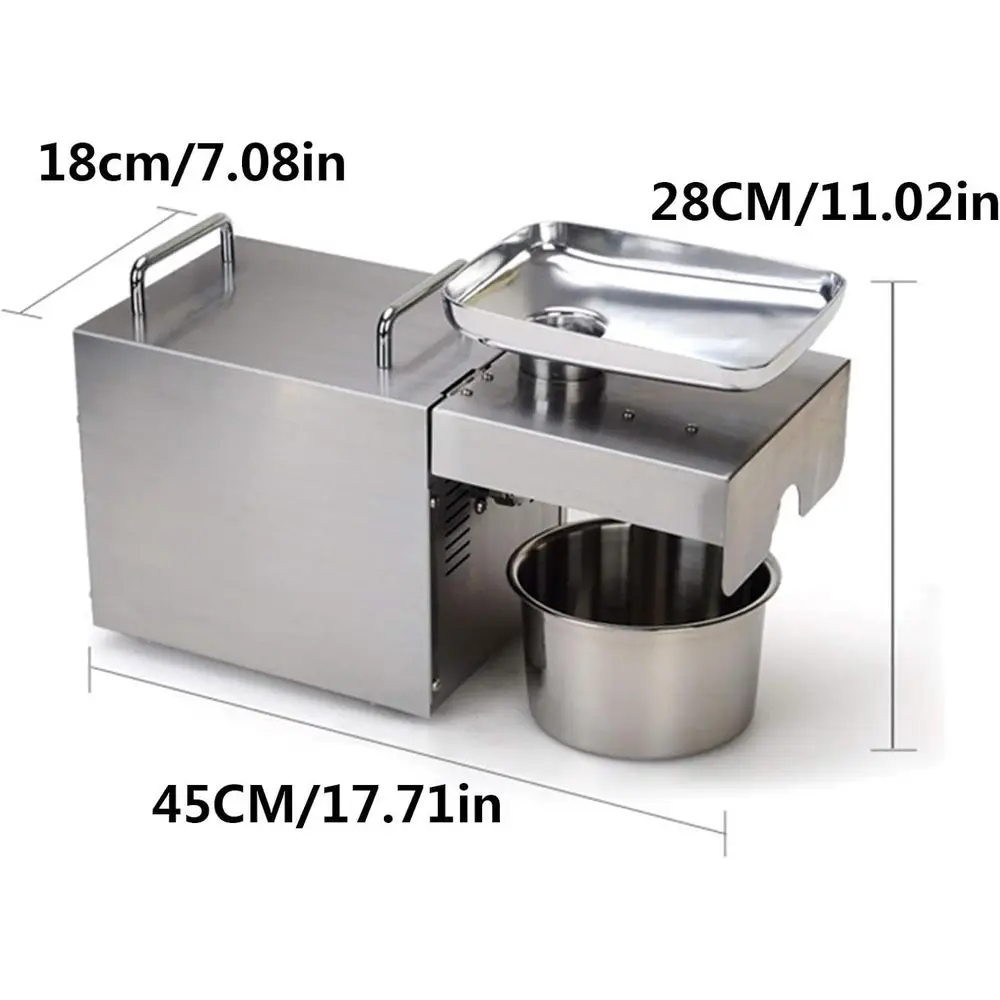 เครื่องสกัดน้ำมันผลไม้เหล็กอัตโนมัติสำหรับบ้านและธุรกิจ - 3-6 กก./ชม., 110V
