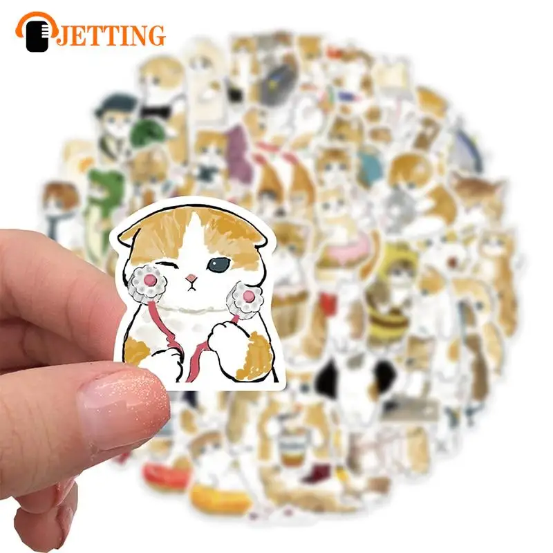 64 Pcs Cute Cat Cartoon Stickers Aesthetic Kawaii Animal Decals Kids Toys Scrapbook Laptop Luggage Phone Graffiti Sticker