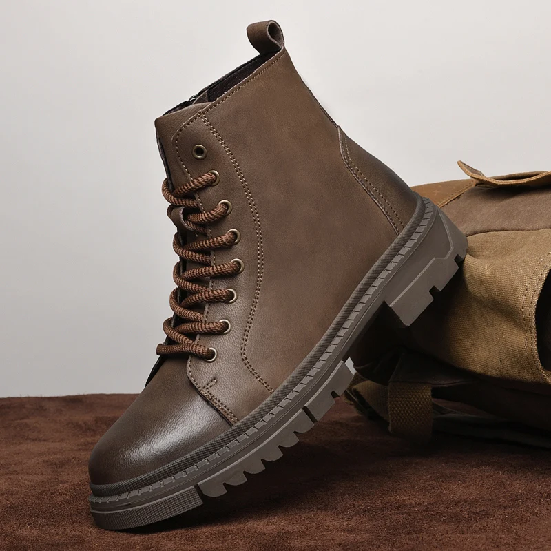 أحذية المشي لمسافات طويلة في الهواء الطلق للرجال، المشي لمسافات طويلة السفر التخييم الأحذية الجلدية، أحذية الكاحل الجلدية لجميع المواسم، أحذية رجالية عادية، أحذية العمل الرجعية