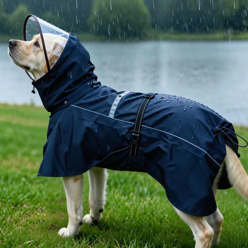 Pet dog raincoat dog small, medium and large Labrador golden hair corgi waterproof windproof neck cover dog clothes poncho