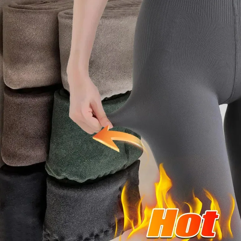 Leggings invernali da donna collant addensati caldi leggings in velluto termico tinta unita leggings elastici a vita alta Dropshipping