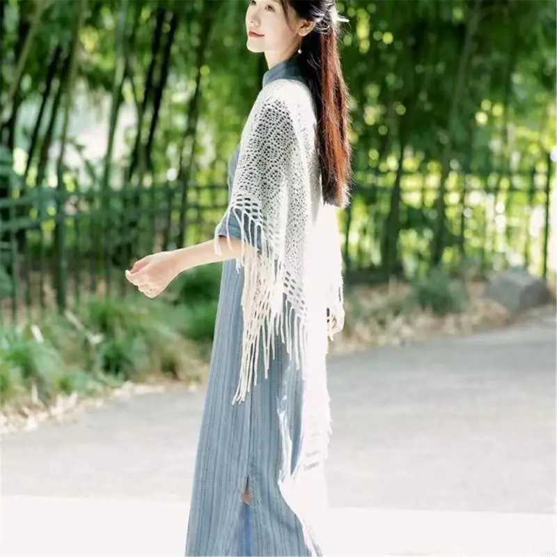 

Elegant Spring Crochet Shawl For Women Fringed Knitted Shoulder Wrap Great For Cool Evening And Beach Vacation Wear Y166