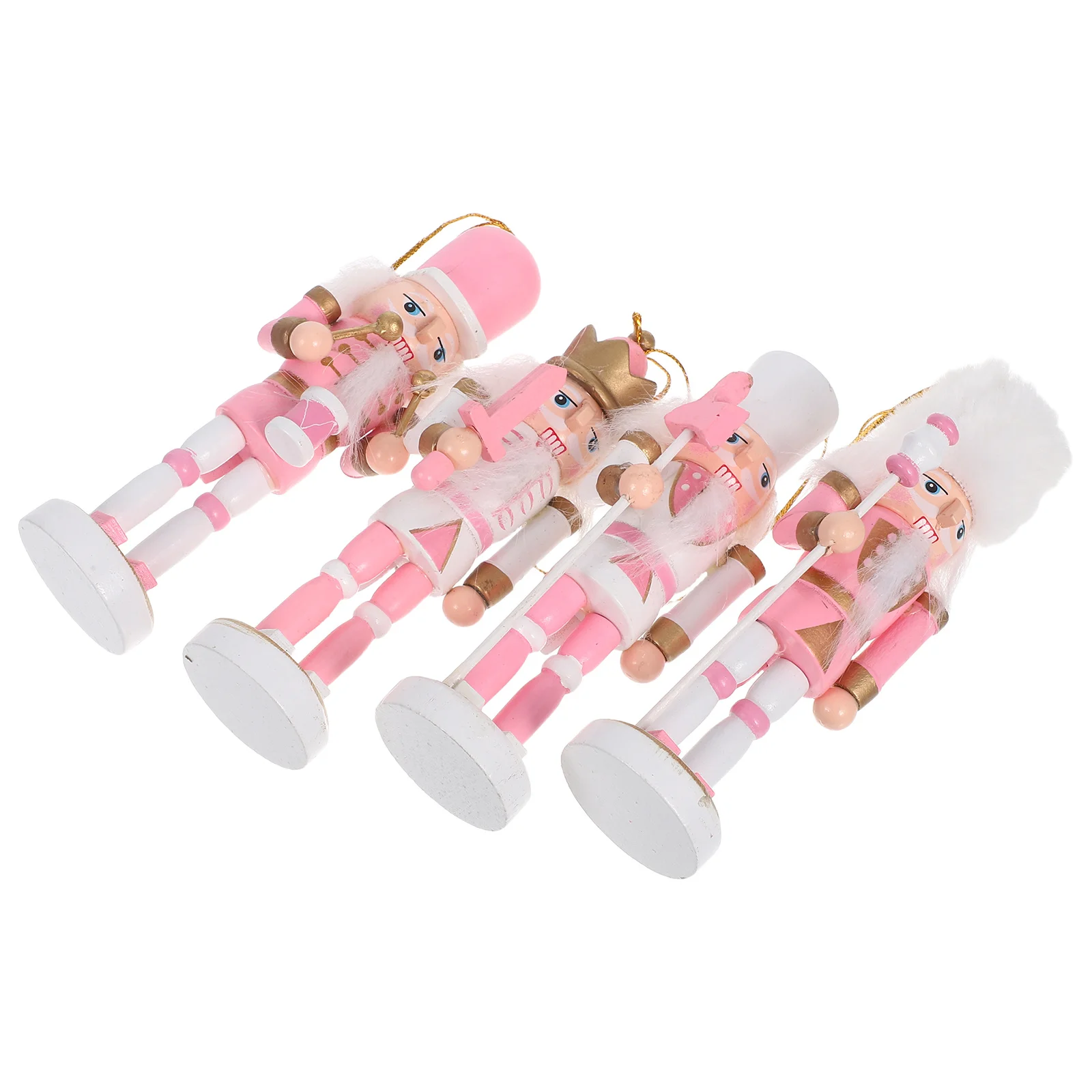 

4pcs Christmas Soldier Wooden Nutcracker Statue Figurines Desktop Holiday Decorations Nutcracker Figures Puppet 5.11\