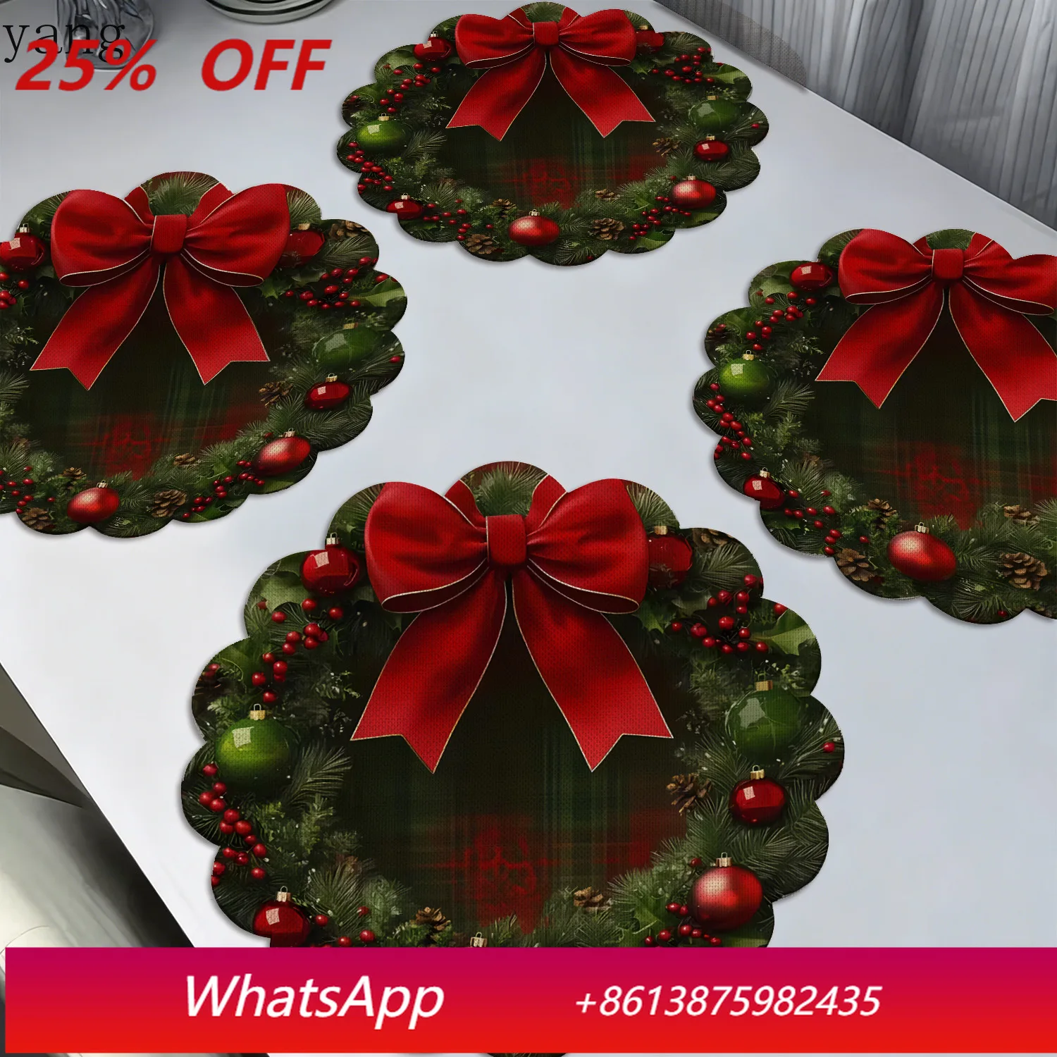

CX Christmas round placemat festive atmosphere table decoration non-slip durable table mat